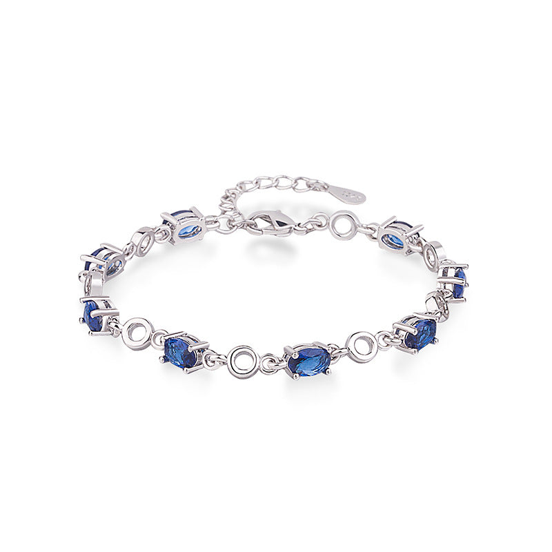 Pulsera de aleación de cristal de diamante azul corazón del océano al por mayor